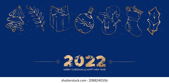 Christmas banner with numbers of the year for congratulations and promotions. Vector illustration.