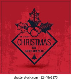 Christmas banner on red background texture.