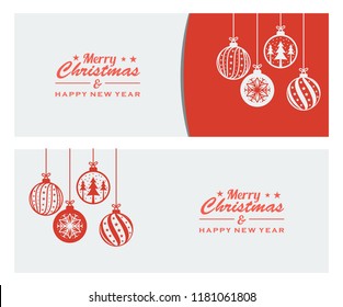 christmas banner ornament hanging red isolated background vector illustration