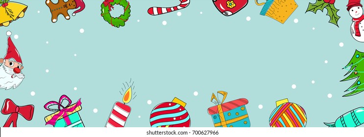 Christmas banner with ornaments.
