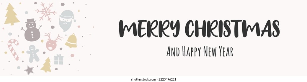 Christmas banner with ornaments and wishes. Vector