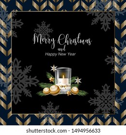 Christmas banner or postcard with candle. Vector. 