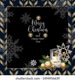 Christmas banner or postcard with candle. Vector. 