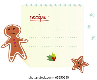 Christmas banner / recipe with blank space, ginger bread and cookie