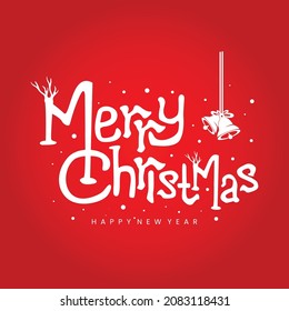 Christmas Banner Red Background With Bell