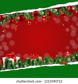 Christmas Banner With Ripped Paper With Gradient Mesh, Vector Illustration