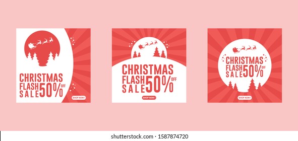 christmas banner sale for social media feeds and stories template with trendy background.