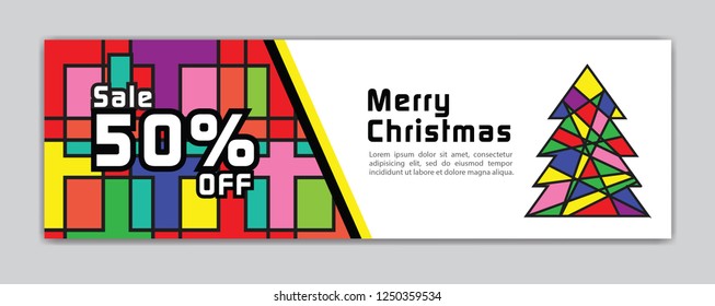 Christmas banner, Sale banner template, Horizontal christmas posters, cards, headers, website, colorful background, vector illustration EPS10