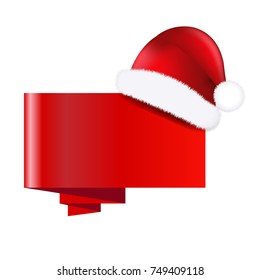 Christmas Banner With Santa Claus Cap With Gradient Mesh, Vector Illustration