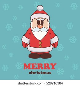 Christmas banner with Santa Claus. flat design. Christmas blue background with snowflakes
