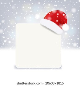 Christmas Banner With Santa Claus Hat With Gradient Mesh, Vector Illustration