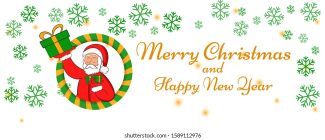 Christmas banner with santa clause and snow flakes