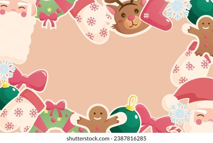 christmas banner with santa and christmas elements