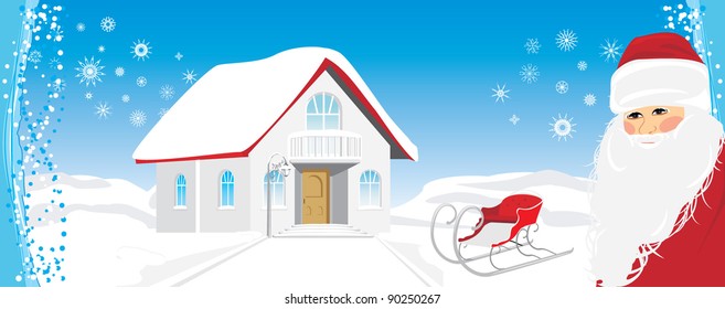 Christmas banner with Santa. Vector