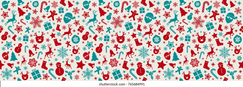 Christmas banner with seamless background. Vector.