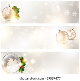 Christmas banner set with holiday elements and copyspace