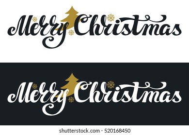Christmas  Banner set. Merry Christmas vector handwriting lettering.Calligraphy design.Retro Illustration