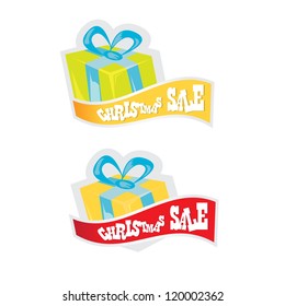 Christmas banner set with ribbon. vector illustration.