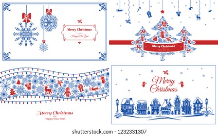 Christmas banner set. Simple set of Christmas vector banner for web design