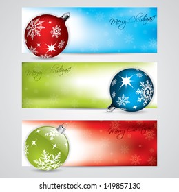 Christmas banner set with various christmas decorations