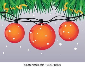 christmas banner with shining christmas lights vector illustration design