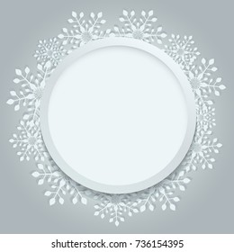 Christmas banner snowflake frame with copy space vector illustration.