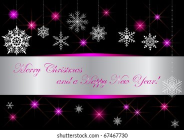 Christmas banner with snowflakes and glittering stars. vector 10eps.