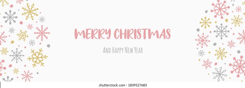 Christmas banner with snowflakes. Xmas ornament. Vector