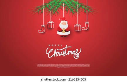 Concepto de fondo de diseño de plantillas de banners de Navidad sobre fondo rojo