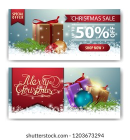 Christmas banner template with gifts