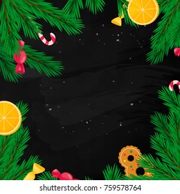 Christmas banner template. Winter holiday design element. New year object. Cartoon style vector illustration.