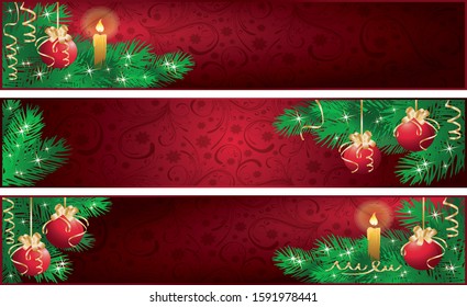 christmas banner templates classical red green baubles 