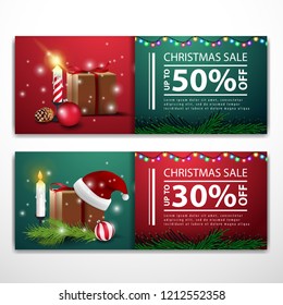 Christmas banner templates with gifts Santa Claus hat