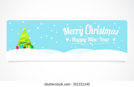 Christmas Banner, tree and snow