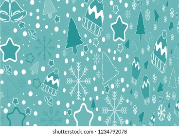 Christmas banner vector background template colorful elements like gifts and decorations. Vector illustration.