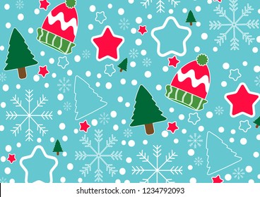 Christmas banner vector background template colorful elements like gifts and decorations. Vector illustration.