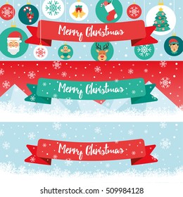 Christmas banner vector set in english