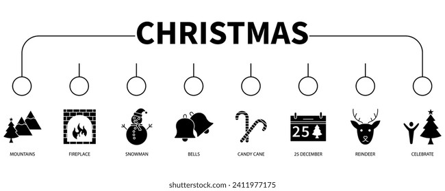 concepto de ilustración vectorial de icono web de banners de Navidad