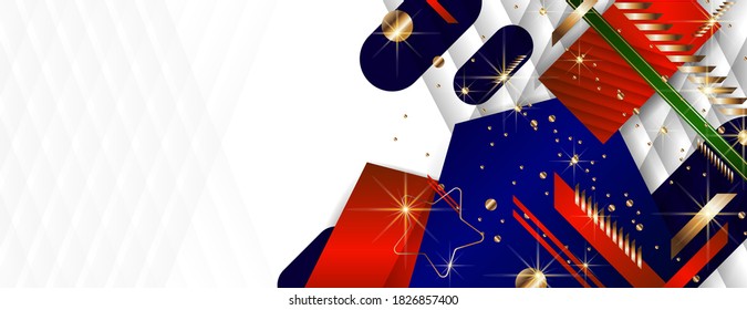 Christmas banner White Background with dots and lines festive style objects gold  Merry Christmas and happy New Year. Vector eps 10
