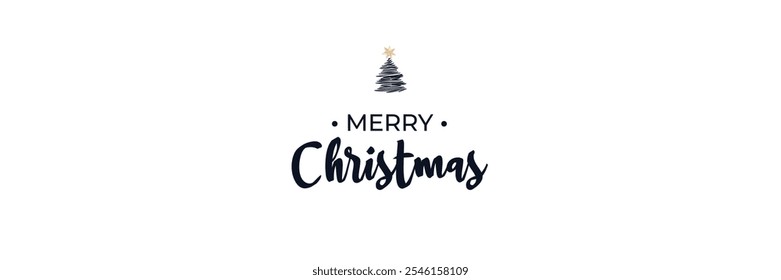 Christmas banner. White Background Xmas Horizontal christmas poster, greeting cards, headers, website.Greeting text Snowflake for cold season celebration.Holiday Winter days. Trendy New Year