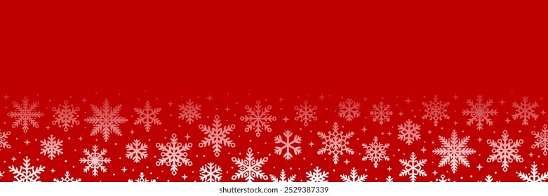 Christmas banner, winter holiday snowflake footer frame, red cover design concept