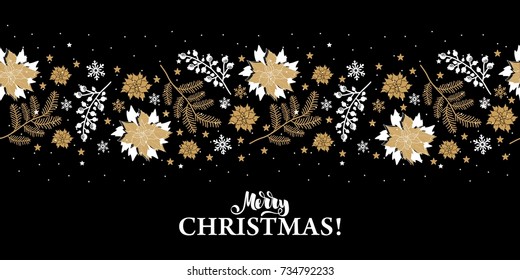 Christmas banner with the words and pictures. Perfect for any advertising. Vector illustration.