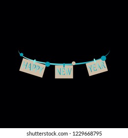 Christmas banner, Xmas sparkling lights garland with gifts and golden tinsel. Christmas posters, cards, headers website.