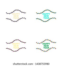 Christmas banner, Xmas sparkling lights garland with gifts and golden tinsel. Christmas posters, cards, headers website.