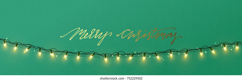 Christmas banner, Xmas sparkling lights garland, posters, cards, headers website.