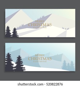 Christmas banners with background mountain landscapes