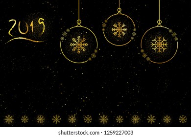 Christmas banners with black background: header, footer and for website or postcard