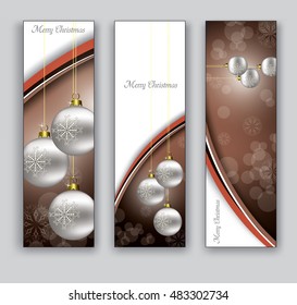 Christmas Banners or Bookmarks. Brown Glittery Designs.