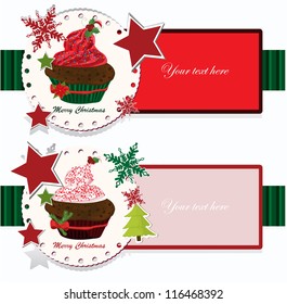 christmas banners with cupcake