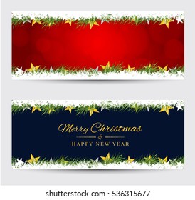 Christmas banners with decorated on background. Festive header design.Vector Illustrator